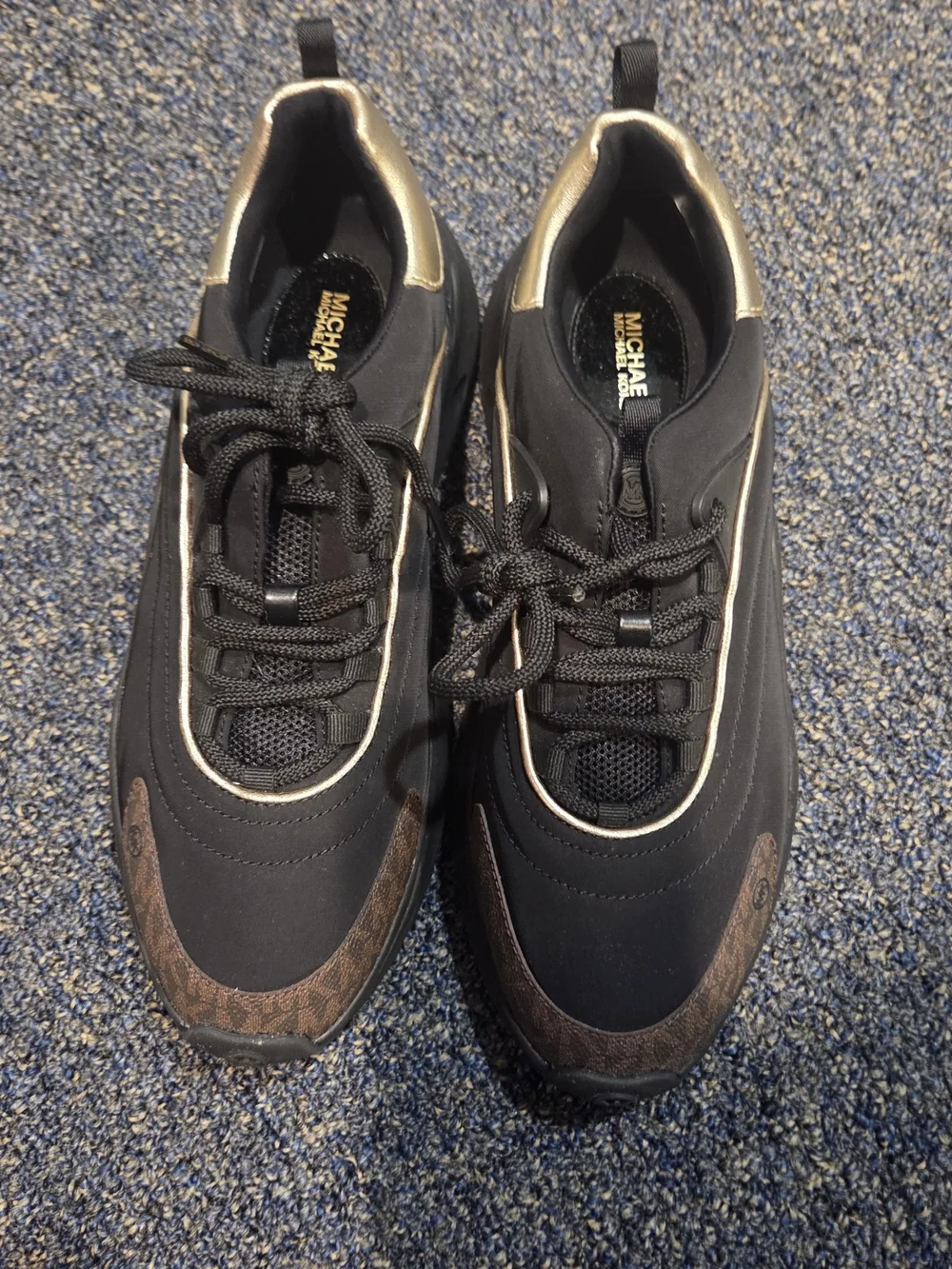 Michael Kors Black Sneakers with Gold Accents - Picture 2 of 3